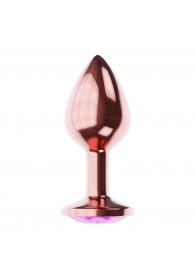Пробка цвета розового золота с лиловым кристаллом Diamond Quartz Shine L - 8,3 см. - Lola Games - купить с доставкой в Жуковском