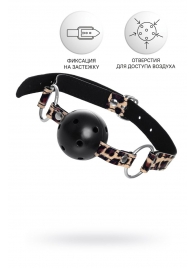 Черный кляп-шар на леопардовых ремешках Anonymo - ToyFa - купить с доставкой в Жуковском