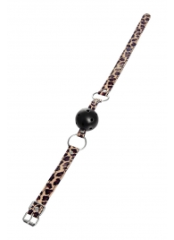 Черный кляп-шар на леопардовых ремешках Anonymo - ToyFa - купить с доставкой в Жуковском