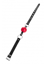 Красный кляп-шар на черных ремешках - ToyFa - купить с доставкой в Жуковском