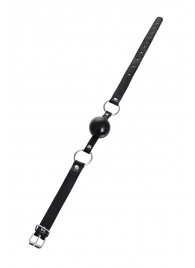 Черный кляп-шар на кожаных ремешках Anonymo - ToyFa - купить с доставкой в Жуковском