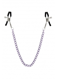 Зажимы для сосков с фиолетовой цепочкой Sweet Caress Nipple Chain - Sweet Caress - купить с доставкой в Жуковском