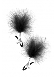 Зажимы на соски с черными пуховыми кисточками Sweet Caress Feather Nipple Clumps - Sweet Caress - купить с доставкой в Жуковском