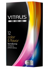 Цветные ароматизированные презервативы VITALIS PREMIUM color   flavor - 12 шт. - Vitalis - купить с доставкой в Жуковском