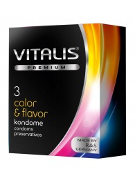 Цветные ароматизированные презервативы VITALIS PREMIUM color   flavor - 3 шт. - Vitalis - купить с доставкой в Жуковском