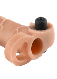 Телесная вибронасадка с кольцом Vibrating Real Feel 2 Extension - 16 см. - Pipedream - в Жуковском купить с доставкой