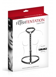 Черная упряжь на тело с шипами на ошейнике - Fetish Tentation - купить с доставкой в Жуковском