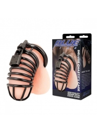 Черная металлическая клетка с замком Deluxe Chastity Cage - BlueLine - купить с доставкой в Жуковском