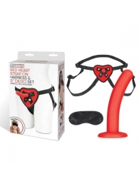 Красный поясной фаллоимитатор Red Heart Strap on Harness   5in Dildo Set - 12,25 см. - Lux Fetish - купить с доставкой в Жуковском
