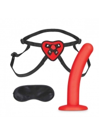 Красный поясной фаллоимитатор Red Heart Strap on Harness   5in Dildo Set - 12,25 см. - Lux Fetish - купить с доставкой в Жуковском
