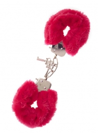 Металлические наручники с красной меховой опушкой METAL HANDCUFF WITH PLUSH RED - Dream Toys - купить с доставкой в Жуковском