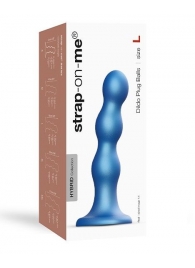 Голубая насадка Strap-On-Me Dildo Plug Balls size L - Strap-on-me - купить с доставкой в Жуковском