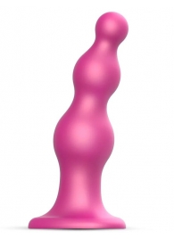 Розовая насадка Strap-On-Me Dildo Plug Beads size L - Strap-on-me - купить с доставкой в Жуковском