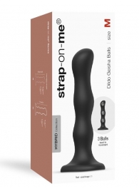 Черная насадка Strap-On-Me Dildo Geisha Balls size M - Strap-on-me - купить с доставкой в Жуковском