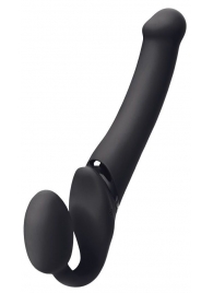 Черный безремневой вибрострапон Silicone Bendable Strap-On - size XL - Strap-on-me - купить с доставкой в Жуковском