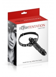 Черный кляп-фаллоимитатор Double Penis Gag - Fetish Tentation - купить с доставкой в Жуковском