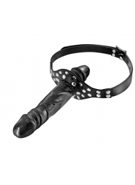 Черный кляп-фаллоимитатор Double Penis Gag - Fetish Tentation - купить с доставкой в Жуковском