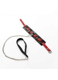 Черный ошейник с красным ремешком и поводком - Crazy Handmade - купить с доставкой в Жуковском