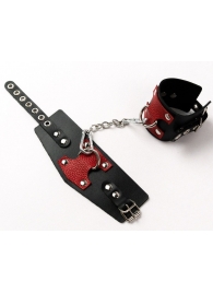 Черные кожаные оковы с красными вставками - Crazy Handmade - купить с доставкой в Жуковском