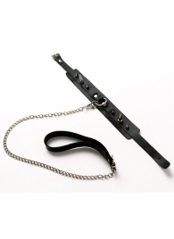 Черный ошейник с шипами и поводком - Crazy Handmade - купить с доставкой в Жуковском