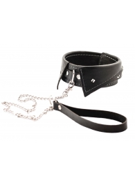 Черный ошейник-воротничок с металлическим поводком - Crazy Handmade - купить с доставкой в Жуковском