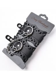 Ажурные наручники из черной кожи - Crazy Handmade - купить с доставкой в Жуковском