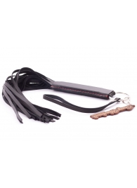 Черная кожаная плеть с удобной ручкой - 50 см. - Crazy Handmade - купить с доставкой в Жуковском