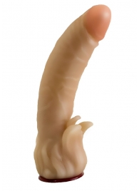 Телесная гелевая насадка-фаллос с клиторальными лепестками - 18,5 см. - LOVETOY (А-Полимер) - купить с доставкой в Жуковском