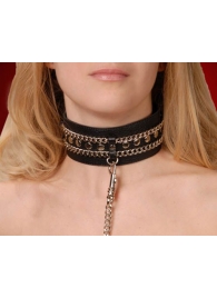 Чёрный ошейник с цепочками и поводком - Sitabella - купить с доставкой в Жуковском
