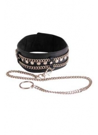 Чёрный ошейник с цепочками и поводком - Sitabella - купить с доставкой в Жуковском