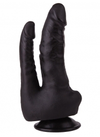 Двойной фаллоимитатор чёрного цвета на присоске - 17 см. - LOVETOY (А-Полимер)