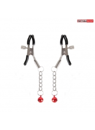 Серебристые зажимы на соски с шариками на цепочках - Notabu - купить с доставкой в Жуковском