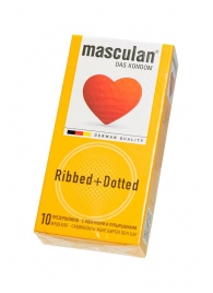 Презервативы с колечками и пупырышками Masculan Ribbed+Dotted - 10 шт. - Masculan - купить с доставкой в Жуковском