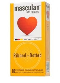 Презервативы с колечками и пупырышками Masculan Ribbed+Dotted - 10 шт. - Masculan - купить с доставкой в Жуковском