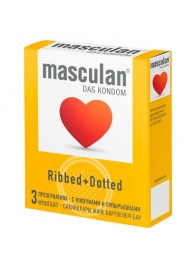 Презервативы с колечками и пупырышками Masculan Ribbed+Dotted - 3 шт. - Masculan - купить с доставкой в Жуковском