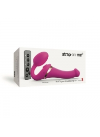 Ярко-розовый безремневой страпон Multi Orgasm Size S с клиторальной стимуляцией - Strap-on-me - купить с доставкой в Жуковском