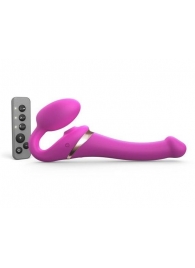 Ярко-розовый безремневой страпон Multi Orgasm Size S с клиторальной стимуляцией - Strap-on-me - купить с доставкой в Жуковском