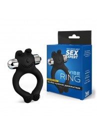 Черное силиконовое эрекционное виброкольцо Sex Expert - Sex Expert - в Жуковском купить с доставкой