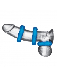 Комплект из трех голубых эрекционных колец 3-Pack Ribbed Rider Cock Ring Set - BlueLine - в Жуковском купить с доставкой