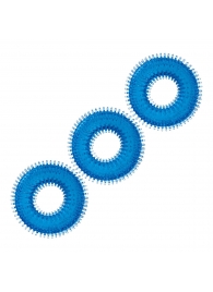 Комплект из трех голубых колец для эрекции 3-Pack Ultra-Stim Stretch Cock Rings - BlueLine - в Жуковском купить с доставкой