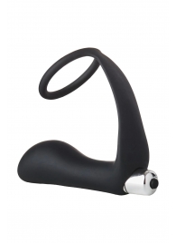 Черное эрекционное кольцо с вибропробкой Vibrating Anal Plug With Cockring - Dream Toys - в Жуковском купить с доставкой