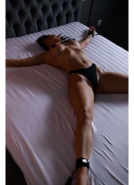 Черный кожаный набор фиксации на кровати Sex Game - БДСМ Арсенал - купить с доставкой в Жуковском