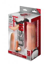 Телесный страпон Harness LESBI с вагинальной пробкой - 16,5 см. - LOVETOY (А-Полимер) - купить с доставкой в Жуковском