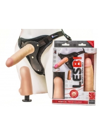 Телесный страпон Harness LESBI с вагинальной пробкой - 16,5 см. - LOVETOY (А-Полимер) - купить с доставкой в Жуковском