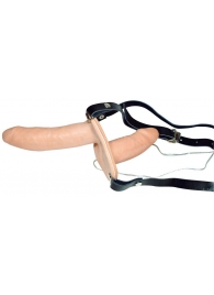 Телесный женский страпон с вагинальной пробкой Strap-On Duo - 15 см. - Orion - купить с доставкой в Жуковском
