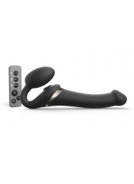 Черный безремневой страпон Multi Orgasm Size M с клиторальной стимуляцией - Strap-on-me - купить с доставкой в Жуковском