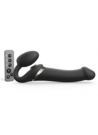 Черный безремневой страпон Multi Orgasm Size L с клиторальной стимуляцией - Strap-on-me - купить с доставкой в Жуковском