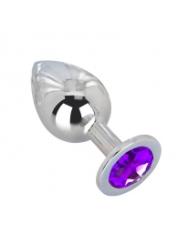 Большой плаг из стали с фиолетовым кристаллом Violet Dream - 9,5 см. - Erotic Fantasy - купить с доставкой в Жуковском
