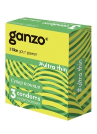 Ультратонкие презервативы Ganzo Ultra thin - 3 шт. - Ganzo - купить с доставкой в Жуковском
