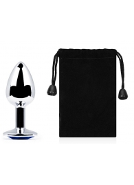 Анальное украшение BUTT PLUG  Small с синим кристаллом - 7 см. - Anal Jewelry Plug - купить с доставкой в Жуковском